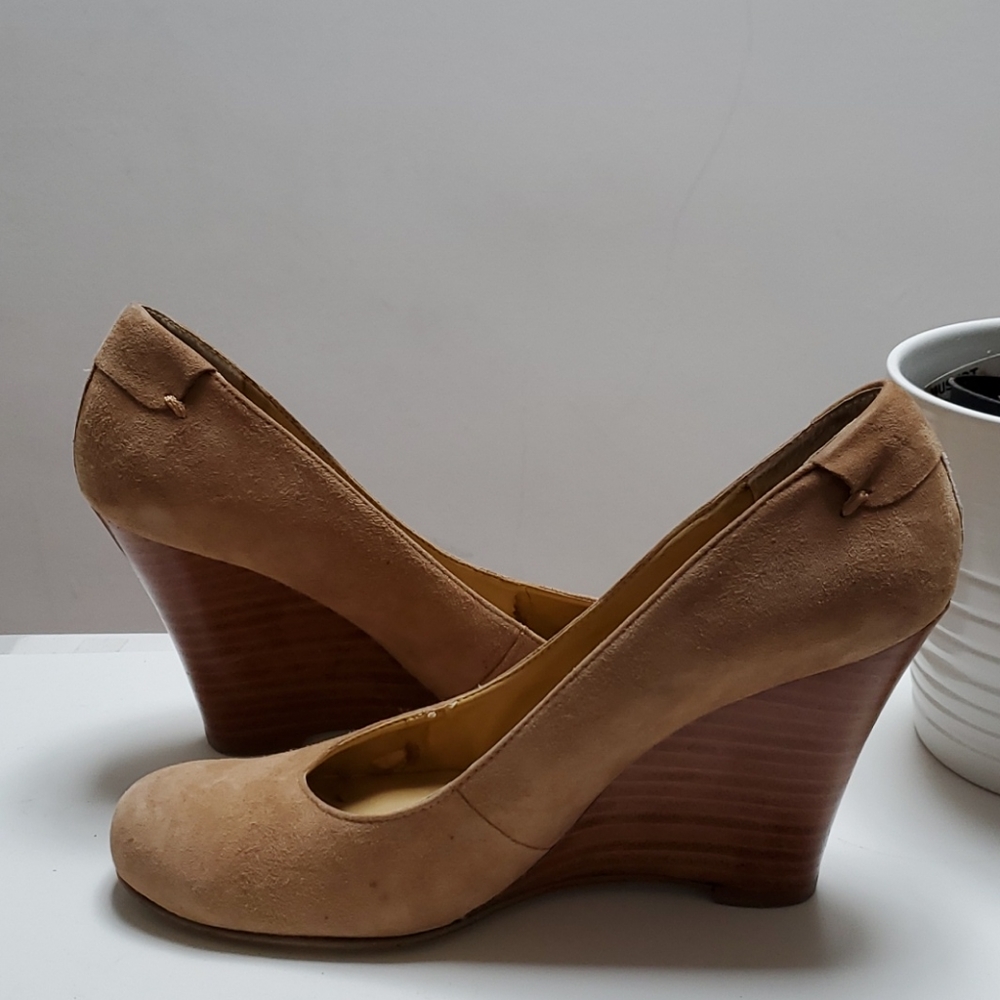 Brown velvet 3.5 inch wedge